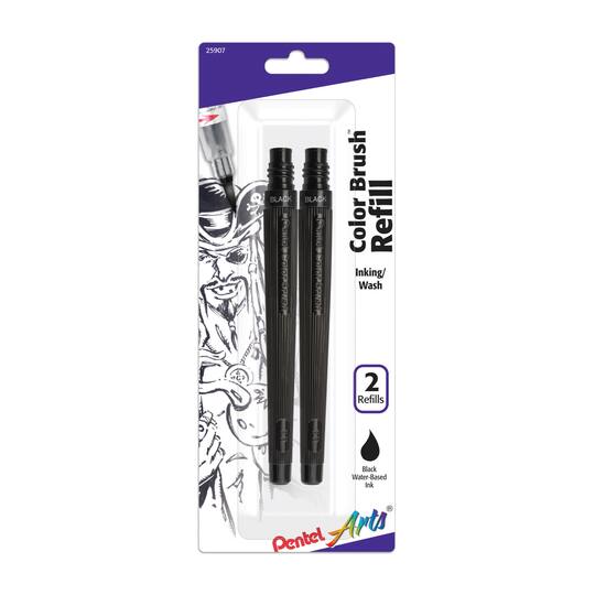 Pentel Arts® Black Color Brush Pen Refill Ink Cartridges, 2ct